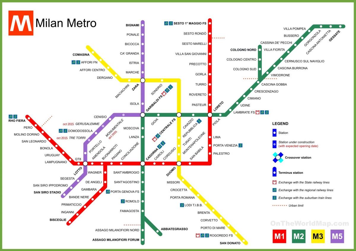 Karte der Mailänder Metrostationen
