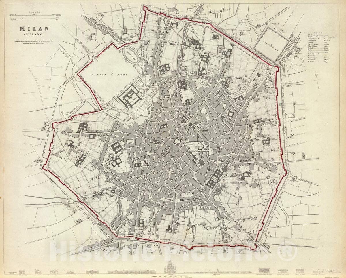 Historischer Stadtplan von Mailand